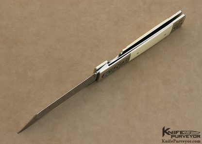 Michael Walker Custom Knife Engraved Pre-ban Elephant Ivory Tanto Linerlock - Image 5