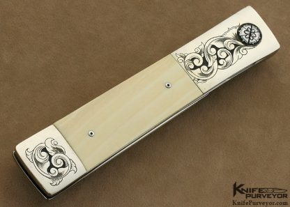 Michael Walker Custom Knife Engraved Pre-ban Elephant Ivory Tanto Linerlock - Image 3