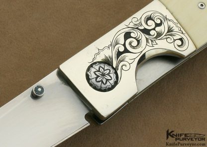 Michael Walker Custom Knife Engraved Pre-ban Elephant Ivory Tanto Linerlock - Image 2