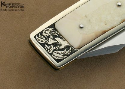 Michael Walker Fossilized Walrus Ivory Interframe Linerlock Engraved by Patricia Walker - Image 4