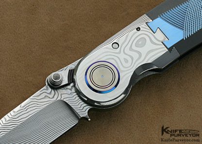 Michael Walker Custom Knife Damasteel & Anodized Machined Titanium Blade Lock - Image 2