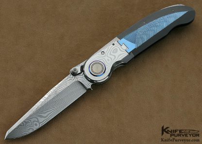 Michael Walker Custom Knife Damasteel & Anodized Machined Titanium Blade Lock