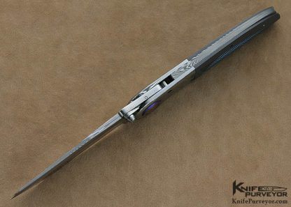 Michael Walker Custom Knife Damasteel & Anodized Machined Titanium Blade Lock - Image 5