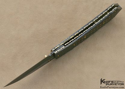 Mike Zscherny Custom Knives Piqued Black Lip Tahitian Pearl Shell & Damascus Linerlock - Image 8
