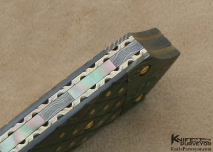 Mike Zscherny Custom Knives Piqued Black Lip Tahitian Pearl Shell & Damascus Linerlock - Image 7