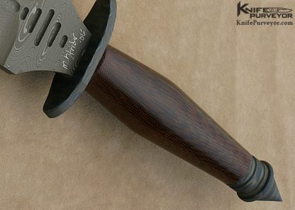 Mick Strider Custom Knife Damascus, Flamed Titanium and Natural Micarta "V-45" Combat Dagger - Image 3