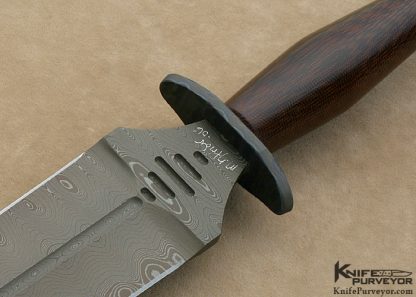 Mick Strider Custom Knife Damascus, Flamed Titanium and Natural Micarta "V-45" Combat Dagger - Image 2