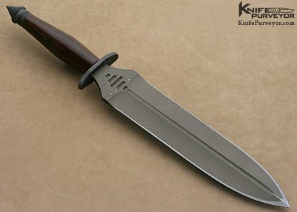 Mick Strider Custom Knife Damascus, Flamed Titanium and Natural Micarta "V-45" Combat Dagger - Image 7