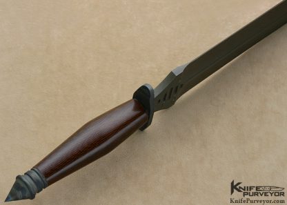 Mick Strider Custom Knife Damascus, Flamed Titanium and Natural Micarta "V-45" Combat Dagger - Image 4