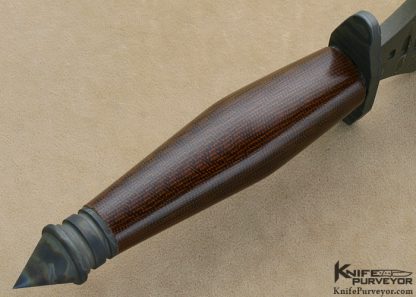 Mick Strider Custom Knife Damascus, Flamed Titanium and Natural Micarta "V-45" Combat Dagger - Image 6