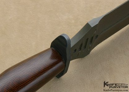 Mick Strider Custom Knife Damascus, Flamed Titanium and Natural Micarta "V-45" Combat Dagger - Image 5