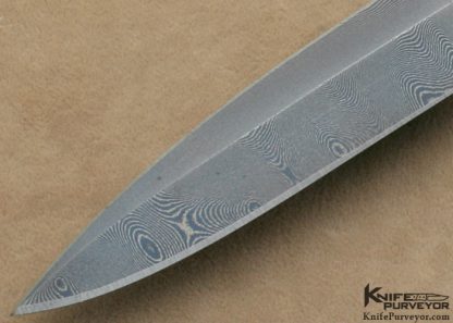 Mick Strider Custom Knife Tim Ferguson Brown Damascus and Antiqued Weathered Blackwood "iirc" - Image 4
