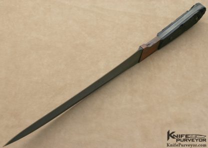 Mick Strider Custom Knife Tim Ferguson Brown Damascus and Antiqued Weathered Blackwood "iirc" - Image 9