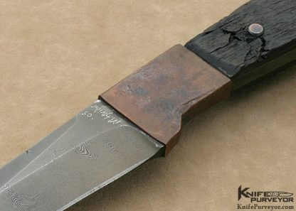 Mick Strider Custom Knife Tim Ferguson Brown Damascus and Antiqued Weathered Blackwood "iirc" - Image 2
