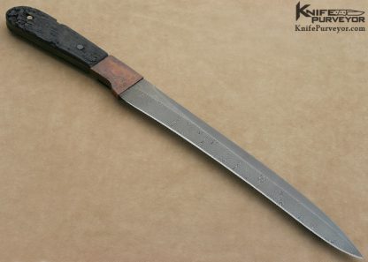 Mick Strider Custom Knife Tim Ferguson Brown Damascus and Antiqued Weathered Blackwood "iirc" - Image 5
