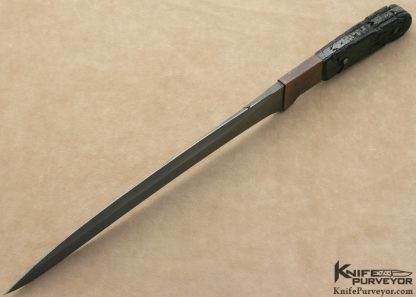 Mick Strider Custom Knife Tim Ferguson Brown Damascus and Antiqued Weathered Blackwood "iirc" - Image 7