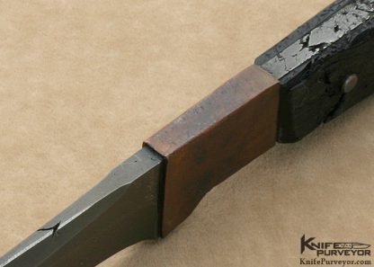 Mick Strider Custom Knife Tim Ferguson Brown Damascus and Antiqued Weathered Blackwood "iirc" - Image 8
