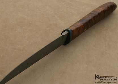 Mick Strider Custom Knife Damascus, Flamed Titanium and Textured Wood DDC Japanese Tanto - Image 5