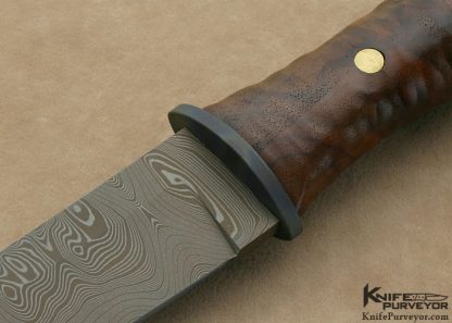 Mick Strider Custom Knife Damascus, Flamed Titanium and Textured Wood DDC Japanese Tanto - Image 2