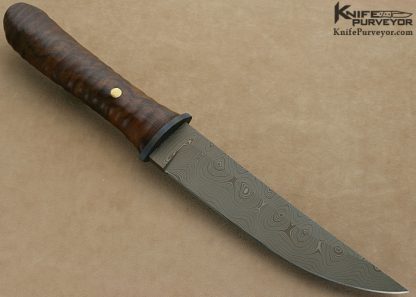 Mick Strider Custom Knife Damascus, Flamed Titanium and Textured Wood DDC Japanese Tanto - Image 6