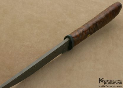 Mick Strider Custom Knife Damascus, Flamed Titanium and Textured Wood DDC Japanese Tanto - Image 3