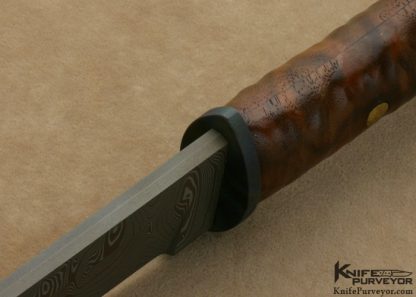 Mick Strider Custom Knife Damascus, Flamed Titanium and Textured Wood DDC Japanese Tanto - Image 4