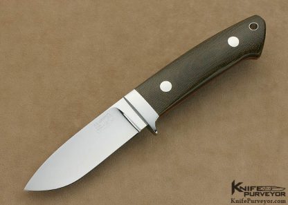 Mike Lovett Custom Knife Green Canvas Micarta Drop Point Hunter