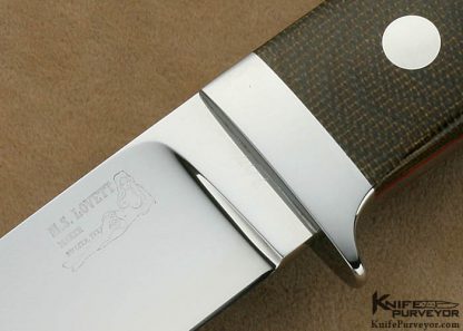 Mike Lovett Custom Knife Green Canvas Micarta Drop Point Hunter - Image 2