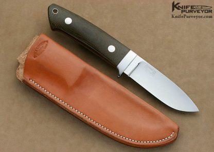 Mike Lovett Custom Knife Green Canvas Micarta Drop Point Hunter - Image 3