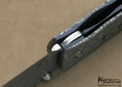 Mike Snody Custom Knife Carbon Fiber & Damascus Resistor Linerlock - Image 7