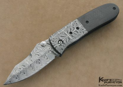 Mike Snody Custom Knife Carbon Fiber & Damascus Resistor Linerlock