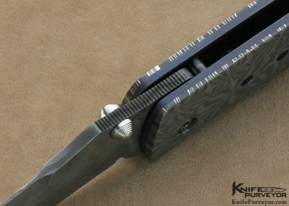 Mike Snody Custom Knife Carbon Fiber & Damascus Resistor Linerlock - Image 6