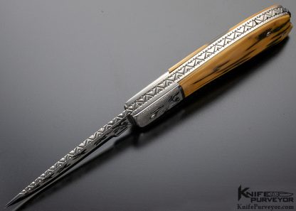 Mike "Whiskers" Allen Custom Knife Engraved Mastodon Scale Release Automatic - Image 6
