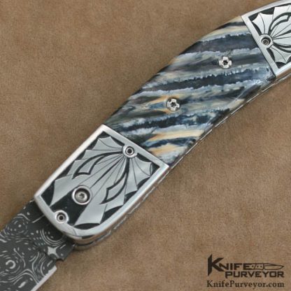 Mike Whiskers Allen Custom Knife Mammoth Tooth Engraved Scale Release Auto - Image 2