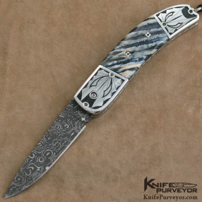 Mike Whiskers Allen Custom Knife Mammoth Tooth Engraved Scale Release Auto