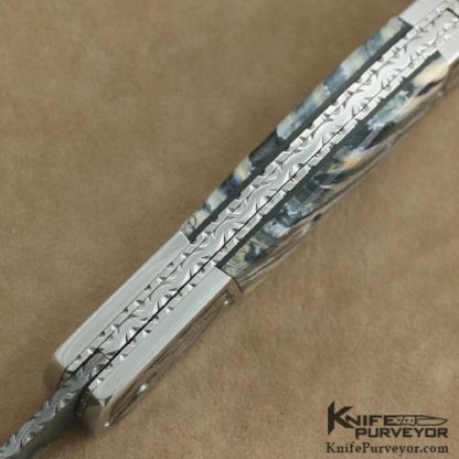 Mike Whiskers Allen Custom Knife Mammoth Tooth Engraved Scale Release Auto - Image 4