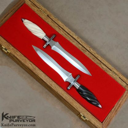 Jim Minnick Pair of Ebony and Ivory Engraved Daggers - Image 6