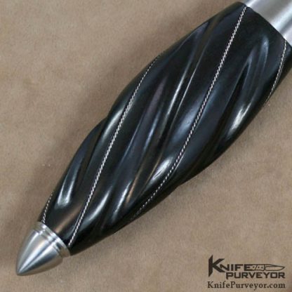 Jim Minnick Pair of Ebony and Ivory Engraved Daggers - Image 3