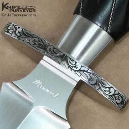 Jim Minnick Pair of Ebony and Ivory Engraved Daggers - Image 2