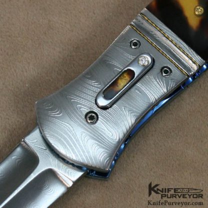 Jim Minnick Custom Knife Antique Tortoise Shell & Damascus Auto - Image 2