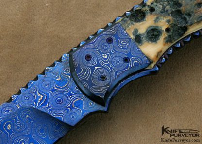 Sidney "Pete" Moon Custom Knives  Blued Devin Thomas Damascus Hunter - Image 2