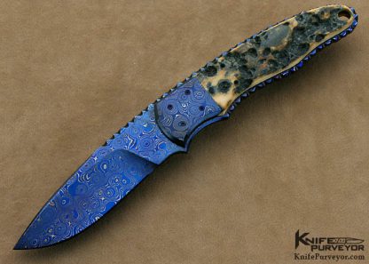 Sidney "Pete" Moon Custom Knives  Blued Devin Thomas Damascus Hunter