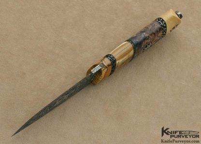 Morgan Axelsson Custom Knife Sole Authorship Mosaic Damascus with Curly Birch, Mammoth Ivory and Sterling Silver - Image 6