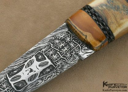 Morgan Axelsson Custom Knife Sole Authorship Mosaic Damascus with Curly Birch, Mammoth Ivory and Sterling Silver - Image 2
