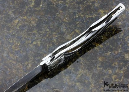 Corrado Moro Custom Knife Black Lip Tahitian Pearl Shell Inlaid Tourbillion 2 Lockback - Image 5
