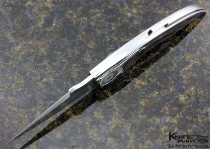 Corrado Moro Custom Knife Black Lip Tahitian Pearl Shell Inlaid Tourbillion 2 Lockback - Image 4