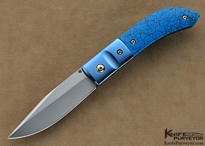 C. H. Morris Custom Knives Anodized Titanium & Reconstituted Lapis Lazuli Left Handed Linerlock