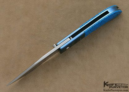 C. H. Morris Custom Knives Anodized Titanium & Reconstituted Lapis Lazuli Left Handed Linerlock - Image 4