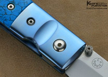 C. H. Morris Custom Knives Anodized Titanium & Reconstituted Lapis Lazuli Left Handed Linerlock - Image 3