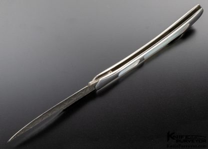 Murray Sterling Custom Knife Damascus Folding Bowie Lockback - Image 7